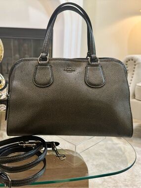 Coach Black Pebbled Leather Satchel with Detachable Strap